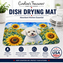 Load image into Gallery viewer, Bichon Frise in Sunflowers Dish Drying Mat Absorbent Dish Drying Mat Pad for Kitchen Counter Dish Drainer Mat for Countertop, 14 x 21", Multicolor