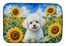 Load image into Gallery viewer, Bichon Frise in Sunflowers Dish Drying Mat Absorbent Dish Drying Mat Pad for Kitchen Counter Dish Drainer Mat for Countertop, 14 x 21", Multicolor