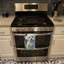 Load image into Gallery viewer, Bichon Frise in Sunflowers Kitchen Towel