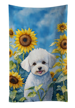 Load image into Gallery viewer, Bichon Frise in Sunflowers Kitchen Towel