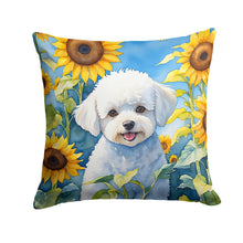 Load image into Gallery viewer, Bichon Frise in Sunflowers Throw Pillow