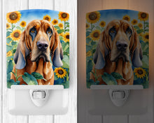 Load image into Gallery viewer, Bloodhound in Sunflowers Ceramic Night Light