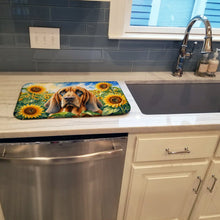 Load image into Gallery viewer, Bloodhound in Sunflowers Dish Drying Mat Absorbent Dish Drying Mat Pad for Kitchen Counter Dish Drainer Mat for Countertop, 14 x 21", Multicolor