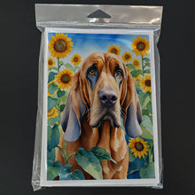 Load image into Gallery viewer, Bloodhound in Sunflowers Greeting Cards - Blank Note Cards – 8-Pack of Artist-Designed Cards with Envelopes