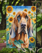 Load image into Gallery viewer, Bloodhound in Sunflowers Garden Flag – Bright Dog-Themed Yard Decor