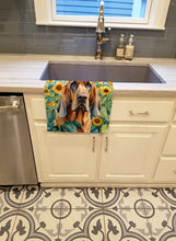 Load image into Gallery viewer, Bloodhound in Sunflowers Kitchen Towel