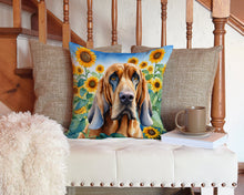 Load image into Gallery viewer, Bloodhound in Sunflowers Throw Pillow - 14x14 Decorative Pillow – Art for Your Home &amp; Patio