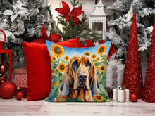 Load image into Gallery viewer, Bloodhound in Sunflowers Throw Pillow - 14x14 Decorative Pillow – Art for Your Home &amp; Patio