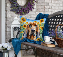 Load image into Gallery viewer, Bloodhound in Sunflowers Throw Pillow