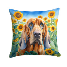 Load image into Gallery viewer, Bloodhound in Sunflowers Throw Pillow