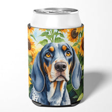 Load image into Gallery viewer, Bluetick Coonhound in Sunflowers Can or Bottle Hugger