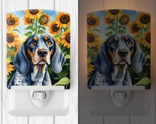 Load image into Gallery viewer, Bluetick Coonhound in Sunflowers Ceramic Night Light