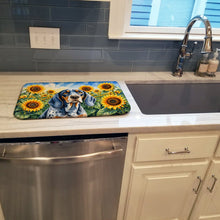 Load image into Gallery viewer, Bluetick Coonhound in Sunflowers Dish Drying Mat Absorbent Dish Drying Mat Pad for Kitchen Counter Dish Drainer Mat for Countertop, 14 x 21", Multicolor