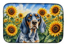 Load image into Gallery viewer, Bluetick Coonhound in Sunflowers Dish Drying Mat Absorbent Dish Drying Mat Pad for Kitchen Counter Dish Drainer Mat for Countertop, 14 x 21", Multicolor
