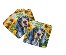 Load image into Gallery viewer, Bluetick Coonhound in Sunflowers Coasters - Set of 4 Lightweight Foam, Absorbent Drink Coasters