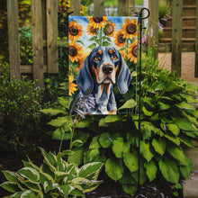 Load image into Gallery viewer, Bluetick Coonhound in Sunflowers Garden Flag – Bright Dog-Themed Yard Decor