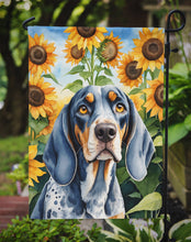 Load image into Gallery viewer, Bluetick Coonhound in Sunflowers Garden Flag – Bright Dog-Themed Yard Decor