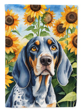 Load image into Gallery viewer, Bluetick Coonhound in Sunflowers Garden Flag – Bright Dog-Themed Yard Decor