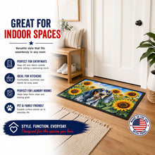 Load image into Gallery viewer, Bluetick Coonhound in Sunflowers Doormat Front Door Mat Indoor Outdoor Rugs for Entryway, Non Slip Washable Low Pile, 18H X 27W