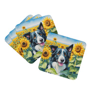 Load image into Gallery viewer, Border Collie in Sunflowers Coasters - Set of 4 Lightweight Foam, Absorbent Drink Coasters