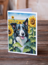 Load image into Gallery viewer, Border Collie in Sunflowers Greeting Cards - Blank Note Cards – 8-Pack of Artist-Designed Cards with Envelopes