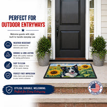 Load image into Gallery viewer, Border Collie in Sunflowers Doormat Front Door Mat Indoor Outdoor Rugs for Entryway, Non Slip Washable Low Pile, 18H X 27W