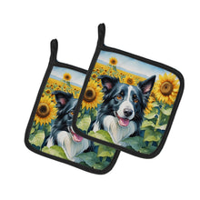 Load image into Gallery viewer, Border Collie in Sunflowers Pot Holders - Set of 2 Decorative Kitchen Helpers | Made in the USA
