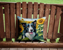 Load image into Gallery viewer, Border Collie in Sunflowers Throw Pillow - 14x14 Decorative Pillow – Art for Your Home &amp; Patio
