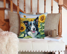 Load image into Gallery viewer, Border Collie in Sunflowers Throw Pillow - 14x14 Decorative Pillow – Art for Your Home &amp; Patio