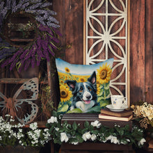Load image into Gallery viewer, Border Collie in Sunflowers Throw Pillow - 14x14 Decorative Pillow – Art for Your Home &amp; Patio