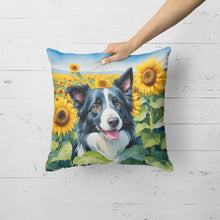 Load image into Gallery viewer, Border Collie in Sunflowers Throw Pillow