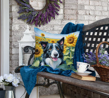 Load image into Gallery viewer, Border Collie in Sunflowers Throw Pillow