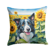 Load image into Gallery viewer, Border Collie in Sunflowers Throw Pillow