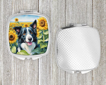 Load image into Gallery viewer, Border Collie in Sunflowers Compact Mirror – Stylish Purse Mirror with Artistic Covers
