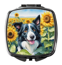 Load image into Gallery viewer, Border Collie in Sunflowers Compact Mirror – Stylish Purse Mirror with Artistic Covers