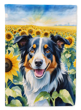 Load image into Gallery viewer, Border Collie in Sunflowers House Flag