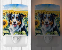 Load image into Gallery viewer, Border Collie in Sunflowers Ceramic Night Light