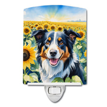 Load image into Gallery viewer, Border Collie in Sunflowers Ceramic Night Light