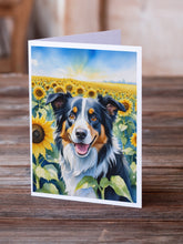 Load image into Gallery viewer, Border Collie in Sunflowers Greeting Cards - Blank Note Cards – 8-Pack of Artist-Designed Cards with Envelopes