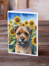 Load image into Gallery viewer, Border Terrier in Sunflowers Greeting Cards - Blank Note Cards – 8-Pack of Artist-Designed Cards with Envelopes