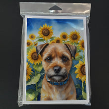 Load image into Gallery viewer, Border Terrier in Sunflowers Greeting Cards - Blank Note Cards – 8-Pack of Artist-Designed Cards with Envelopes