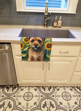 Load image into Gallery viewer, Border Terrier in Sunflowers Kitchen Towel