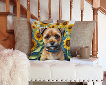 Load image into Gallery viewer, Border Terrier in Sunflowers Throw Pillow - 14x14 Decorative Pillow – Art for Your Home &amp; Patio