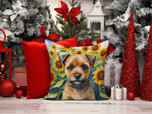 Load image into Gallery viewer, Border Terrier in Sunflowers Throw Pillow - 14x14 Decorative Pillow – Art for Your Home &amp; Patio