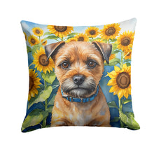 Load image into Gallery viewer, Border Terrier in Sunflowers Throw Pillow