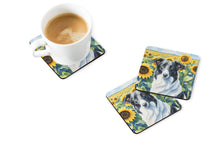 Load image into Gallery viewer, Borzoi in Sunflowers Coasters - Set of 4 Lightweight Foam, Absorbent Drink Coasters