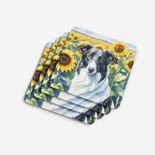 Load image into Gallery viewer, Borzoi in Sunflowers Coasters - Set of 4 Lightweight Foam, Absorbent Drink Coasters