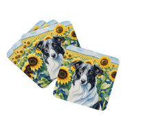 Load image into Gallery viewer, Borzoi in Sunflowers Coasters - Set of 4 Lightweight Foam, Absorbent Drink Coasters