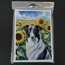 Load image into Gallery viewer, Borzoi in Sunflowers Greeting Cards - Blank Note Cards – 8-Pack of Artist-Designed Cards with Envelopes