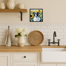 Load image into Gallery viewer, Borzoi in Sunflowers Framed Metal Print